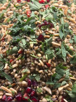 grain salad with pomegranate  at Athos Cafe Deli in Strathmore