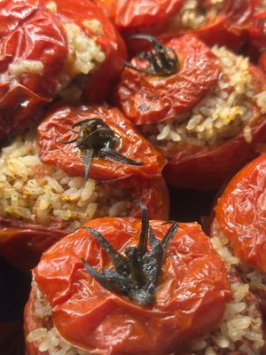 Stuffed tomatoes and peppers  at Athos Cafe Deli in Strathmore
