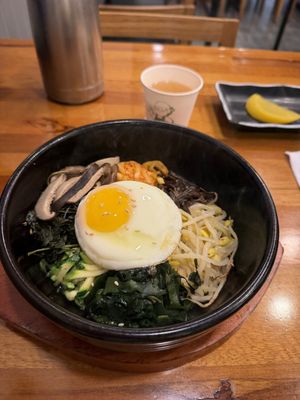 Special dolsot bibimbap has added ingredients including shiitake mushrooms    at Woojung Dolsot Bibimbap Seomyeon in Busan