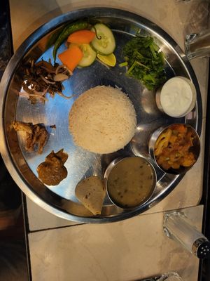 Veg thali at Wall Street Cafe & Bar in Pokhara