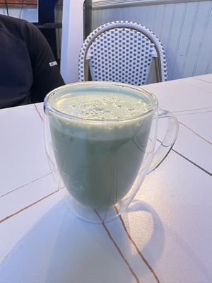 matcha latte with soy   at NYC Vegan Bistro in Brooklyn