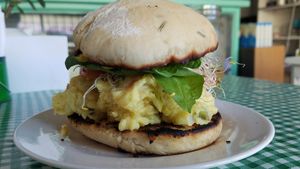 vegan potato salad sandwich at Happy Vegan in Tijuana