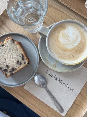 Banana bread, Coffeee  at Land & Monkeys in Aix-en-provence