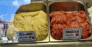 Mango and Strawberry at Gelateria Peschiera in Peschiera Del Garda