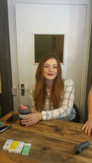 Smiley shopkeeper!  at 100 Percent Vegan in Birmingham