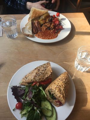 Vegan Brunch and Baguette with marinated tofu at Art Cafe in Oxford