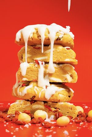 The Nut Job Major Chonk Cookie (White Chocolate Macadamia Goji Berry)  at Crumbfounded - Sourdough Bakery in Costa Mesa