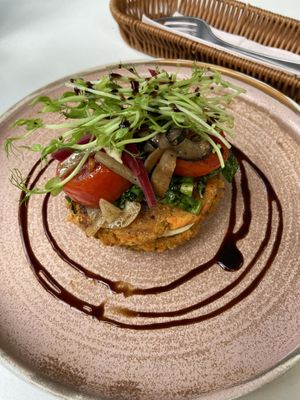 “The Stack” (sweet potatoes, avocado, mushrooms, beets, tomatoes, sprouts)  at Zenith Cafe in Ao Nang