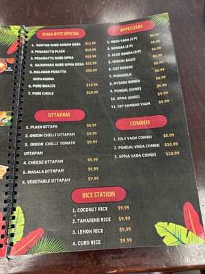 Menu 3  at Dosabytes in Franklin Park