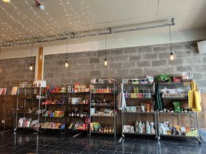 Groceries shelves   at Foodstory Cafe in Aberdeen