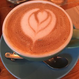 amazing coffee made with coconut milk at Foodstory Cafe in Aberdeen