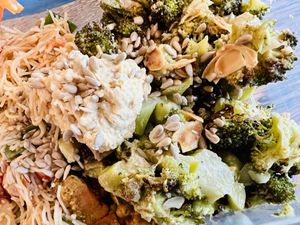 Broccoli tahini salad  at Foodstory Cafe in Aberdeen