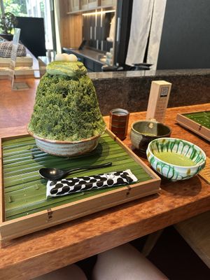 Matcha shaved ice (kaki-gori)  at Kurogi Japanese Sweets Lab in Tokyo