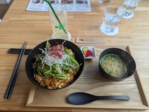 Mapo tofu rice bowl (slightly spicy) at JoGeSaYu in Hiroshima