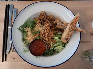Rice noodle salad at Bistro DinDín in Tampere