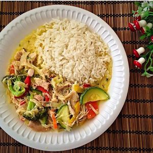 Green Thai jackfruit curry at Mandala Cozinha Afetiva in Brasilia