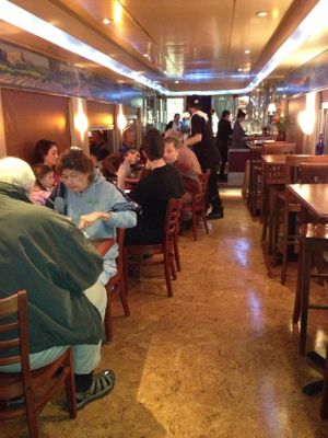 Inside the train car at Lydia's Express in Sebastopol