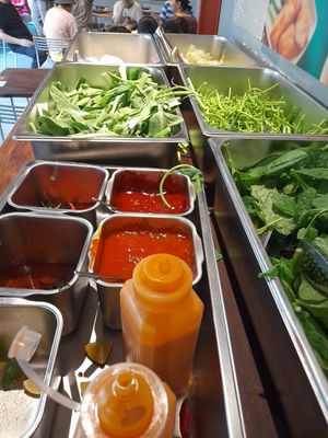 Ingredients for hotpot at Xóm • Chay & cà phê in Ho Chi Minh City