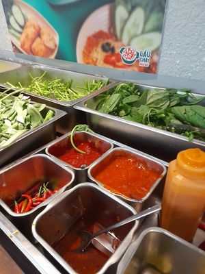 Ingredients for hotpot at Xóm • Chay & cà phê in Ho Chi Minh City