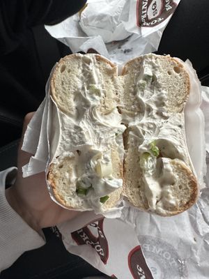 Toasted salt with vegan scallion  at Tompkins Square Bagels - Upper East Side in New York City