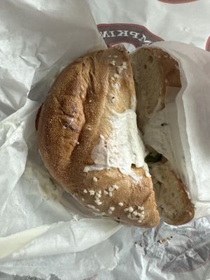 Toasted salt with vegan scallion  at Tompkins Square Bagels - Upper East Side in New York City