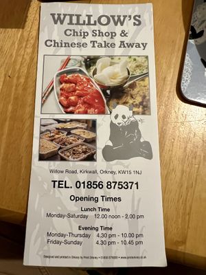 Menú   at Willows Takeaway in Orkney Islands