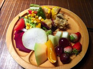 A selection of food from the buffet at Budou No Oka in Shizuoka