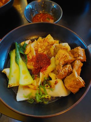 Naked noodles with extra tofu (and without coriander) at AM-SU Handpulled Noodles in Frankfurt