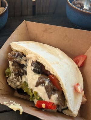Aubergine pita at Saucery in Greyton