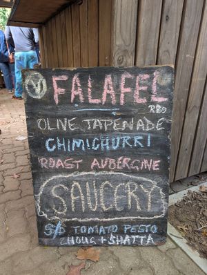 Little vegan sign right there! at Saucery in Greyton