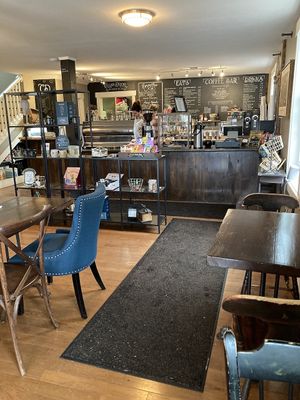 Interior seating at Cellar Door Coffee Co in Garrettsville