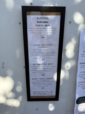 Food menu  at Euphoria Food Co  in Portland