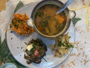 Sopa de legumes com lasanha de beringela   at House of Wonders in Cascais