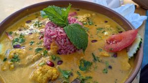 Curry with cauliflower and basmati rice. at House of Wonders in Cascais