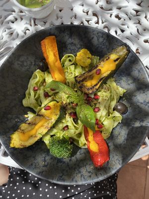 Pesto pasta  at House of Wonders in Cascais