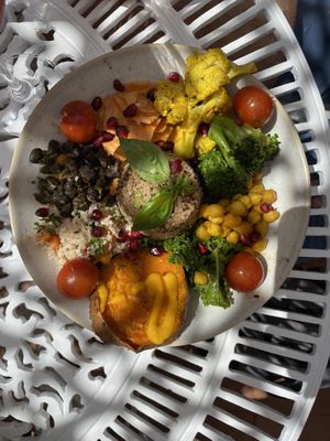 Power bowl with pesto sauce  at House of Wonders in Cascais