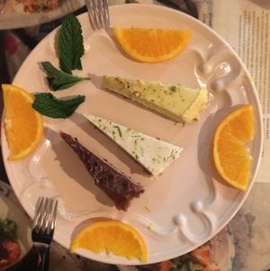 raw vegan dessert trio! key lime ginger and vanilla caramel were our favs at House of Wonders in Cascais