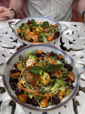 Salad bowl with a divine dressing on . Highly recommended   at House of Wonders in Cascais