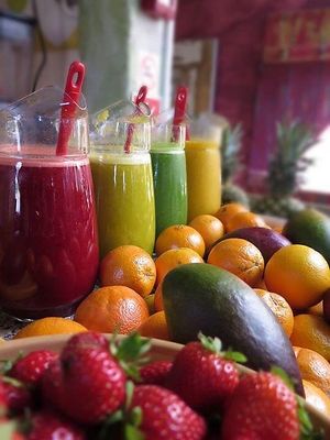 Our juices :) at House of Wonders in Cascais