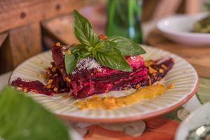 Yummy! Beet Lasagna at House of Wonders in Cascais