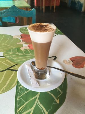 Oat milk cappuccino at House of Wonders in Cascais