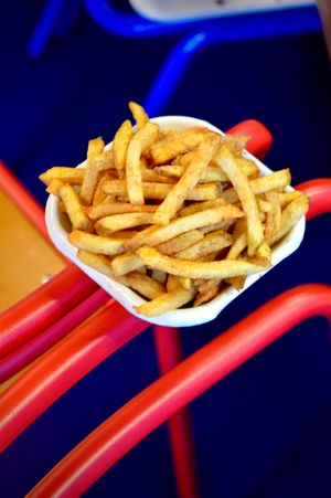 Homemade French fries and vegetal mayonnaise  at OTÉ in Paris