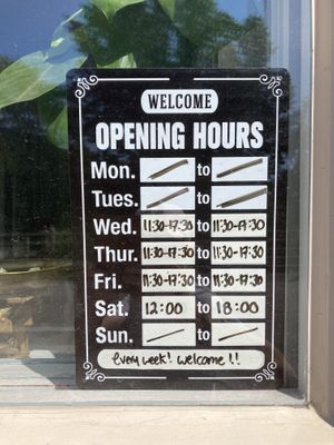 Opening hours  at Vegalicious Pastry in Helsinki