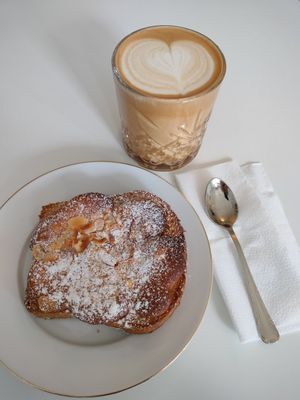 Caffè latte and a pastry, 9€. at Vegalicious Pastry in Helsinki