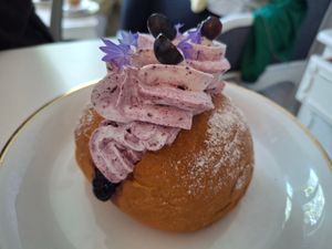 August 2025: Wild blueberry and vanilla maritozzi at Vegalicious Pastry in Helsinki