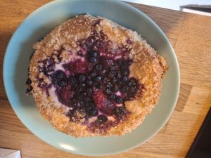 August 2025: 'Queen' quark bun (spelt streussel) at Vegalicious Pastry in Helsinki