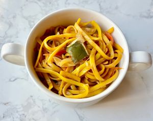 Vegetable noodles at Al Khan Restaurant in Sharjah