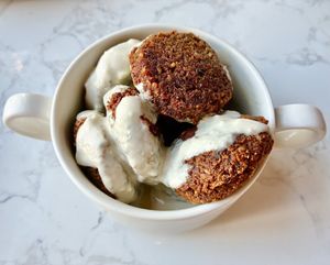 Falafel with tahini sauce  at Al Khan Restaurant in Sharjah