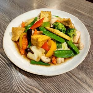 Veggie stir fry has with rice!!!  at YOD in Haymarket