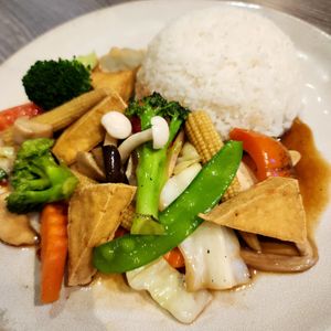 Stied fried veggies  with tofu at YOD in Haymarket
